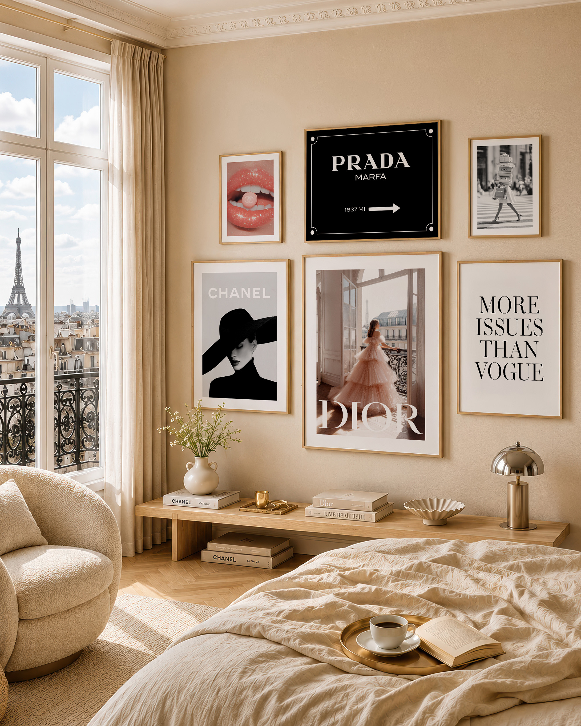 【新品】インテリアパネル GUCCI YSL PRADA DIOR CHANEL Fashionista gallery wall